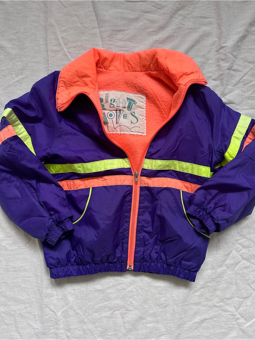 Vintage Kids Purple Jacket with Coral and Neon Yellow Trim